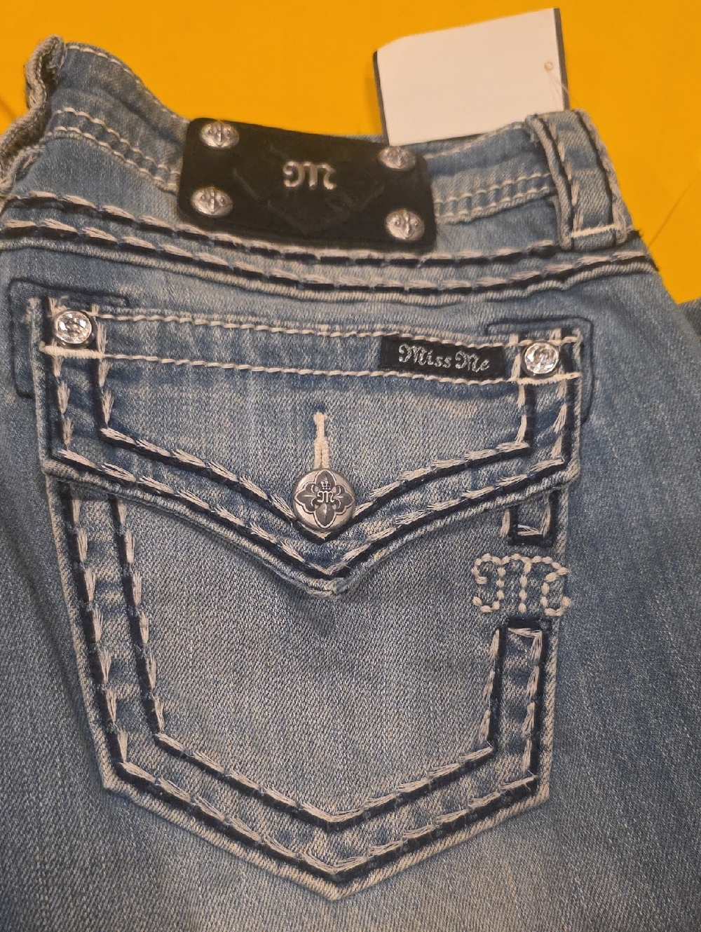 Miss Me Light Blue Decorative Stitch Bootcut Jeans